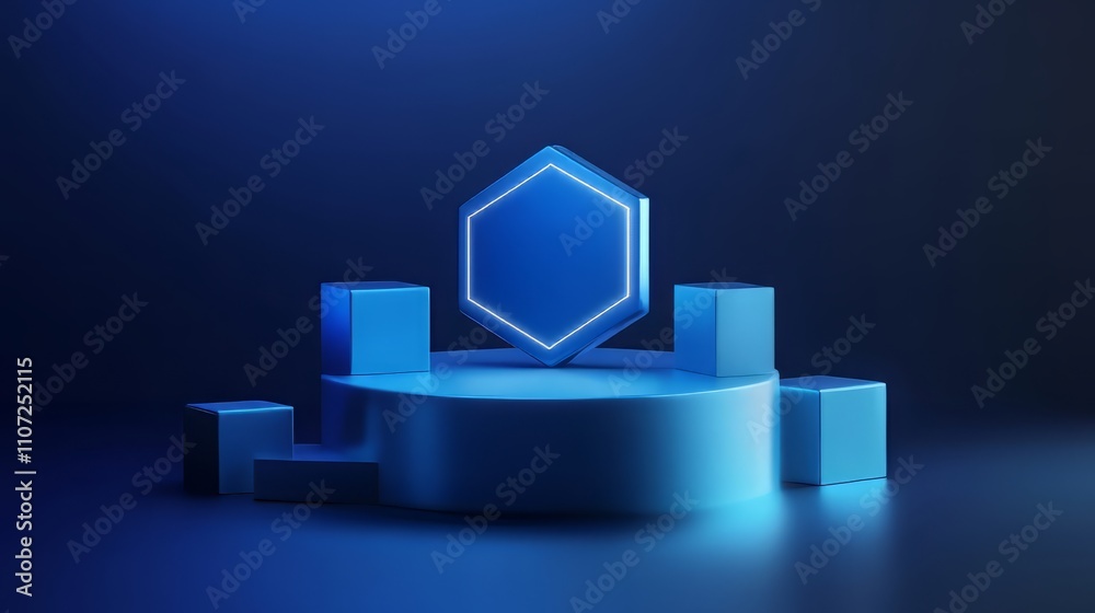 3d geometric cube podium for product placement