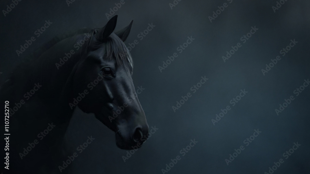horse in the fog
