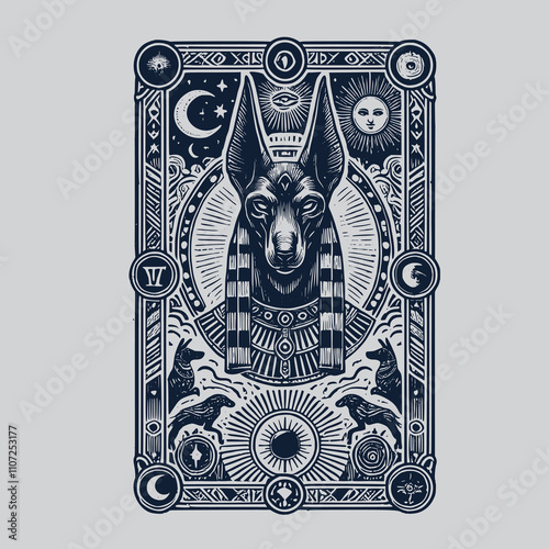 artistic anubis tarot playing card tattoo