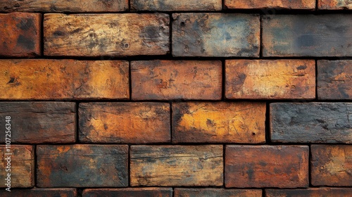 A close-up of a rustic brick wall showcases a rich texture of weathered surfaces.