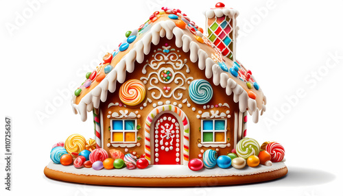 Festive Gingerbread House with Candy Decorations   Christmas Sweet Treat
