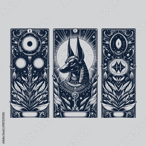 vintage anubis ouija tarot playing card tattoo