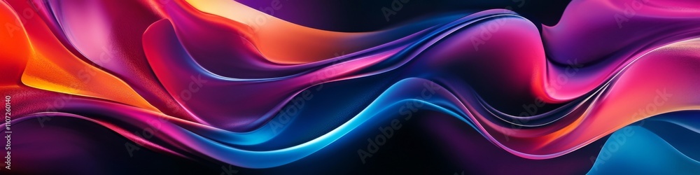 Fototapeta premium Abstract Colorful Curved and Wavy Lines in Digital Art Style. Isolated on White Background with Fluid Shapes, Liquid Metal Effect, and Gradient Colors.