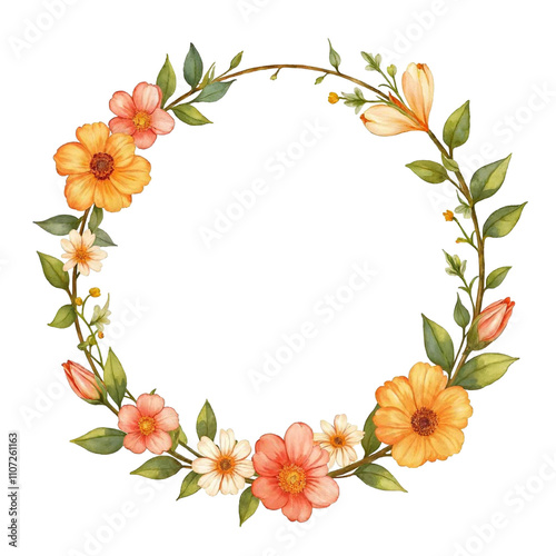 Beautiful flowers frame with transparent and high-quality background