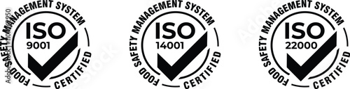 ISO 9001 14001 22000 Certified Stamp Collection Vector