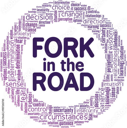 Fork in the Road word cloud conceptual design isolated on white background.