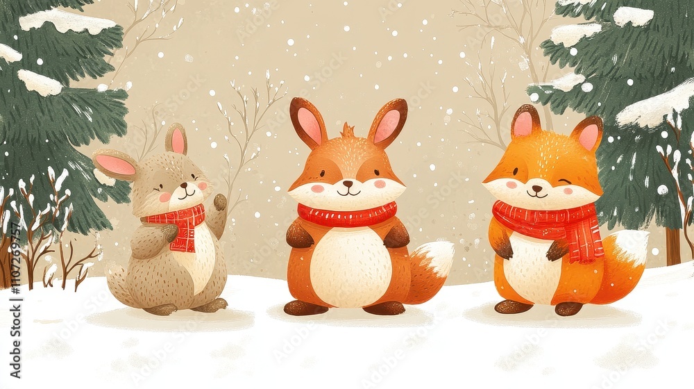 Festive Woodland Creatures Celebrating the Holidays with Cookies Festive Woodland Creatures Celebrating the Holidays with Cookies