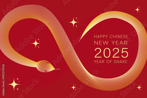 Happy Chinese new year 2025 background. Year of the snake design wallpaper. Modern luxury oriental illustration for cover, banner, website, envelope, social media post