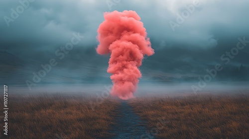 Colorful smoke explosions in mid-air, surreal photography photo