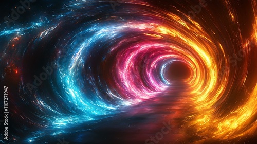 Abstract neon vortex in a futuristic environment, vibrant colors