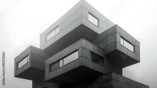 Minimalist black-and-white urban architecture with clean lines