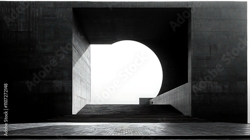 Minimalist black-and-white urban architecture with clean lines