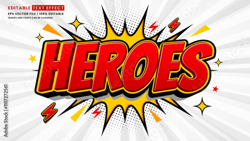 Heroes editable text effect comic style