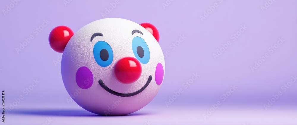 Fototapeta premium A cheerful clown face with bright colors on a pastel background.