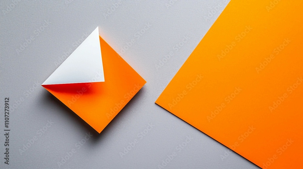 Bright orange and white geometric shapes on a gray background Bright orange and white geometric shapes on a gray background