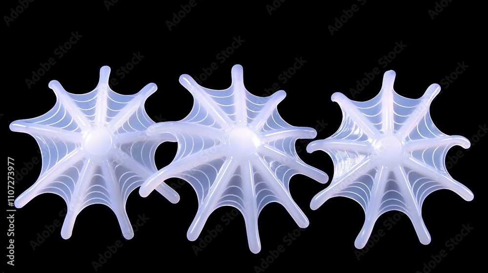 Decorative White Plastic Stars with Intricate Web Designs on Black Decorative White Plastic Stars with Intricate Web Designs on Black