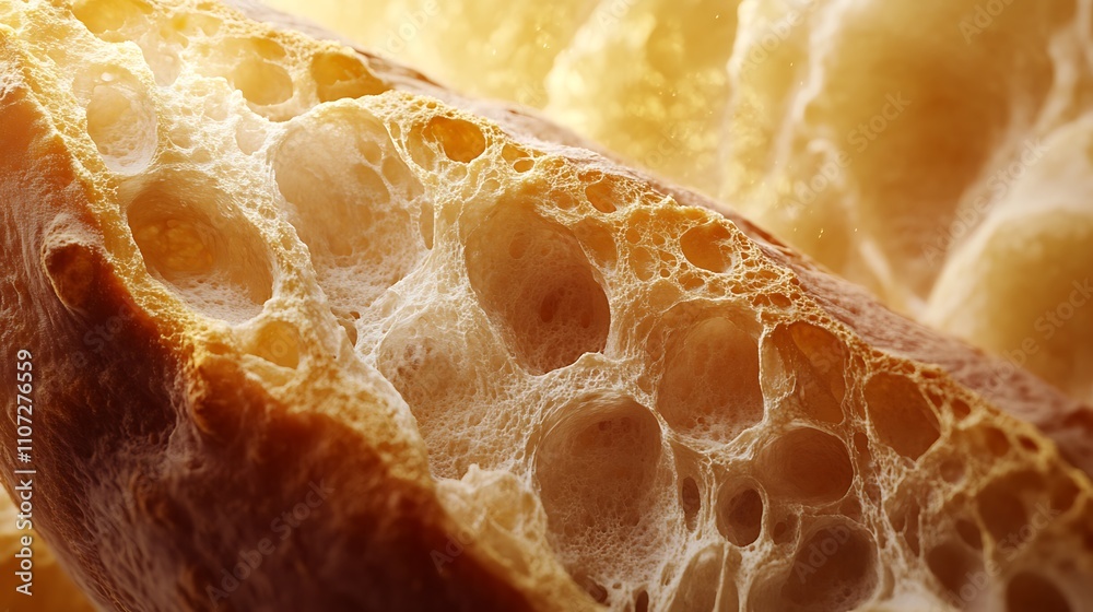 Close-up of a textured bread slice showcasing its airy crumb structure. Close-up of a textured bread slice showcasing its airy crumb structure.