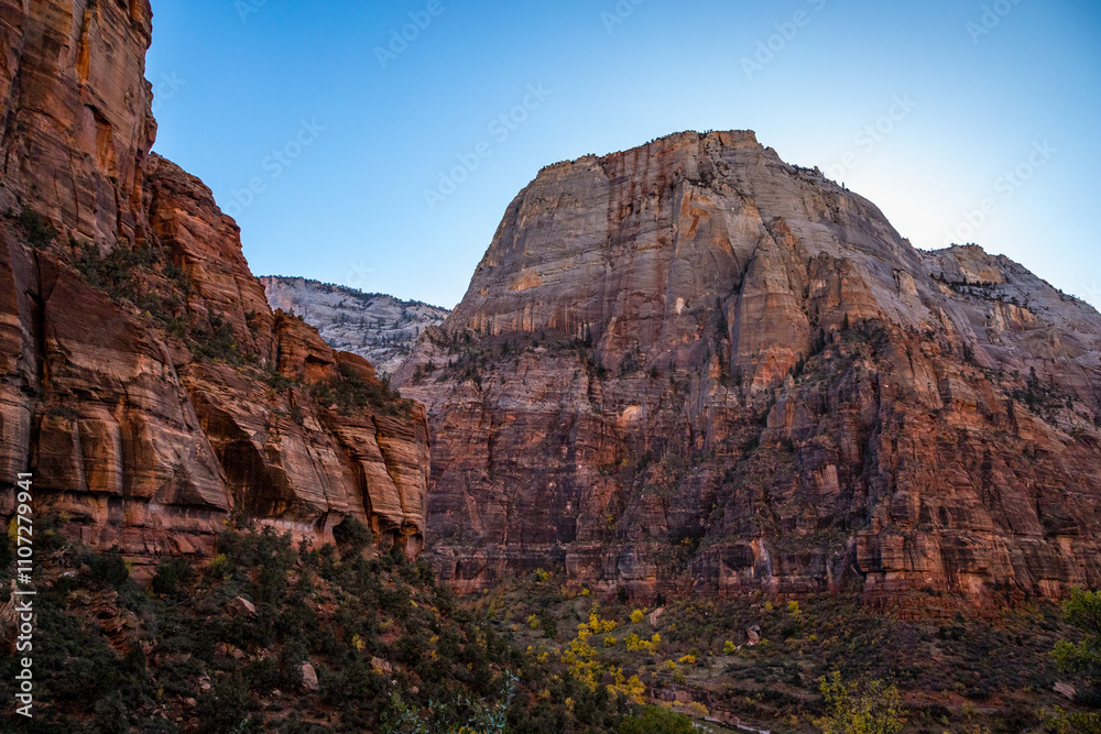 Cliffs rise above Zion's stunning trails
