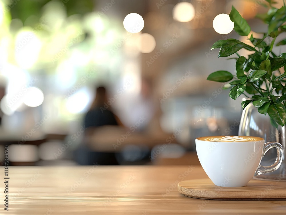 A cozy cafe scene featuring a cup of coffee and a potted plant, with soft lighting and blurred backgrounds creating a relaxing atmosphere. A cozy cafe scene featuring a cup of coffee and a potted plant, with soft lighting and blurred backgrounds creating a relaxing atmosphere.