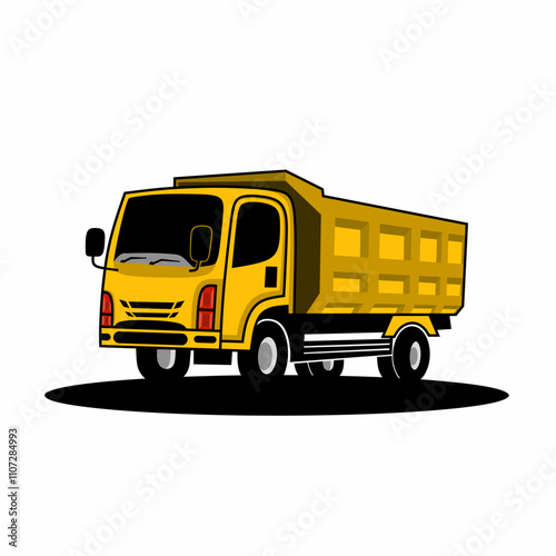 Yellow truck car illustration vector design. Ideal for construction themes, transportation concepts and children's educational materials.