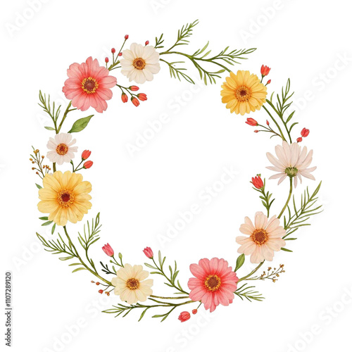 Beautiful flowers frame with transparent and high-quality background