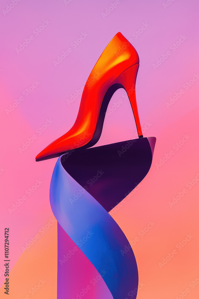 Vibrant High Heel Sculpture: A Blend of Elegance and Modern Abstract Design in Striking Colors Vibrant High Heel Sculpture: A Blend of Elegance and Modern Abstract Design in Striking Colors