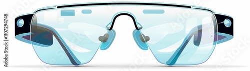 Wallpaper Mural Sleek, modern sunglasses with a clear frame and blue accents, ideal for outdoor activities and stylish fashion. Torontodigital.ca