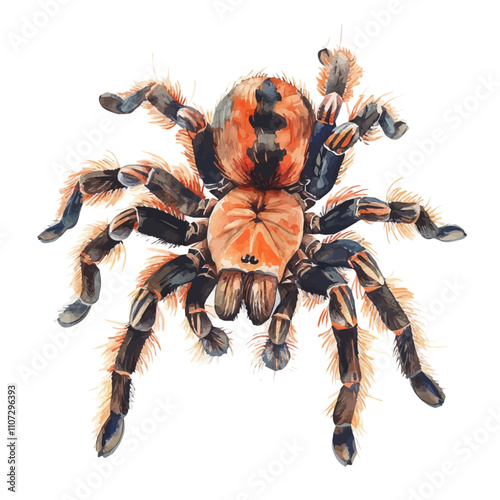 A watercolor of Tarantula, isolated on a white background. Tarantula vector.