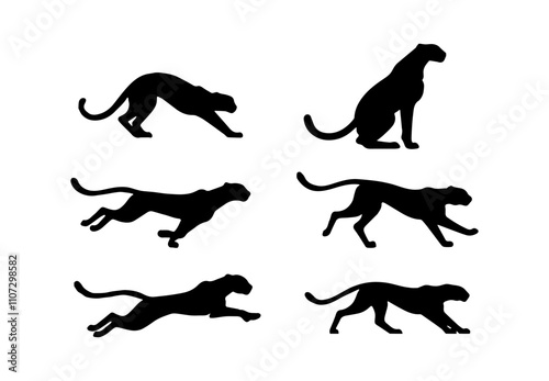 set of cheetah silhouette