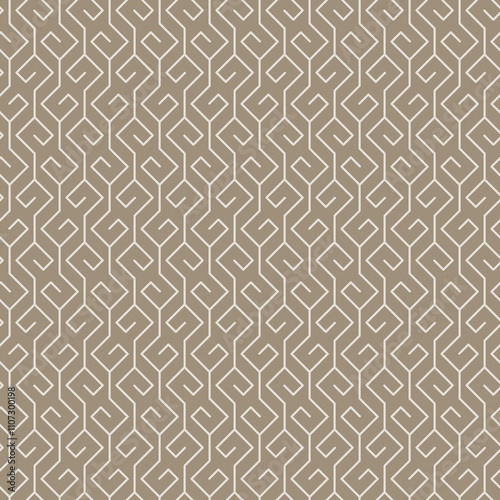 Japandi Linear Seamless Pattern with Geometric Interlocking Lines and Beige Background Perfect for Wallpaper Textile Fabric and Digital Use Vector Design