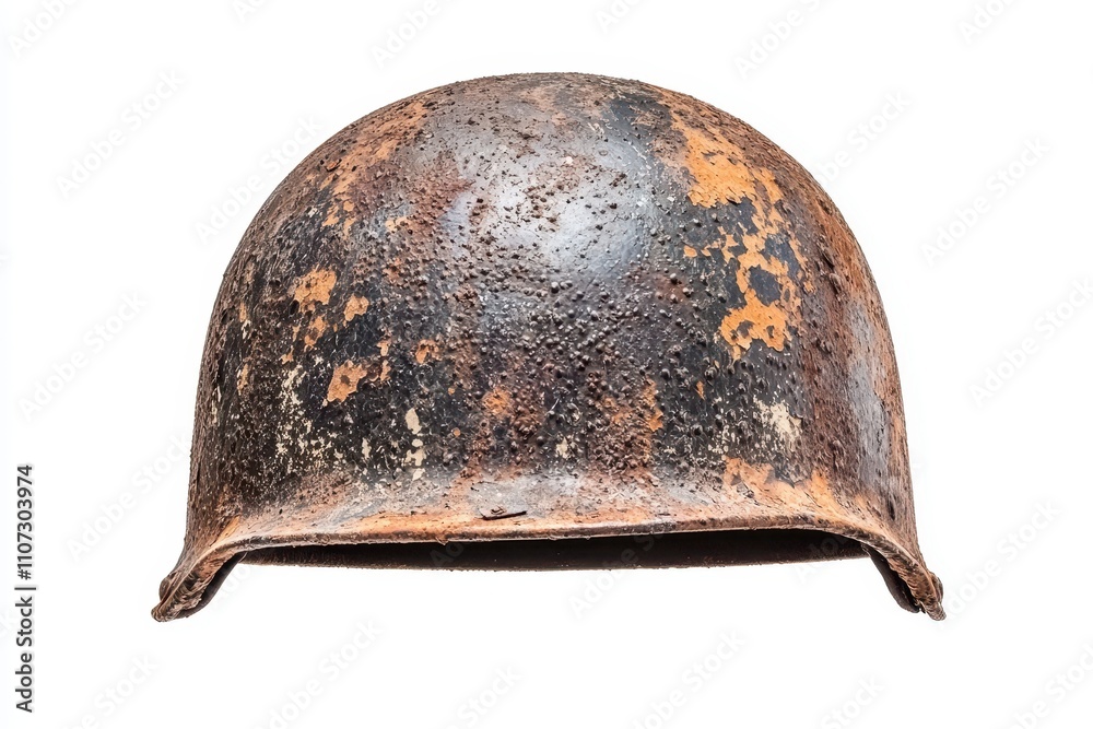 Fototapeta premium Antique Military Helmet: A Historical Artifact Representing the Valor and Sacrifice of Soldiers in War