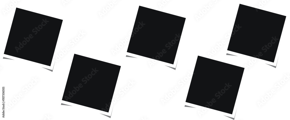 Realistic black polaroid photo frames for paper design. Old paper blank photo frame. Realistic black polaroid photo frames for paper design. Old paper blank photo frame.