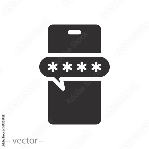 secure maximize protect in the account, activation two-factor authentication on the phone, icon, encrypted  password, flat vector illustration