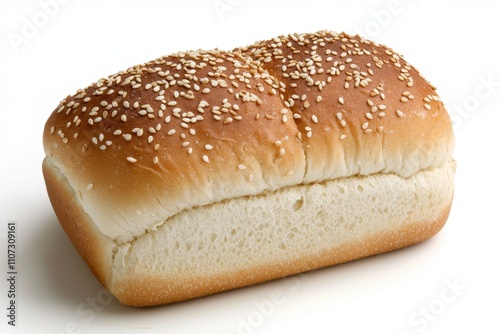 Delicious Sesame Seed Topped Artisan Bread Loaf on a Clean White Background