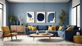Living room designed in Japandi style, a combination of Scandinavian and Japanese design. The light peach colors of the furniture blend in a subdued way with the