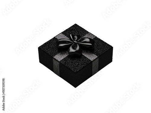 Elegant black gift box with a glossy ribbon, perfect for special occasions and celebrations.