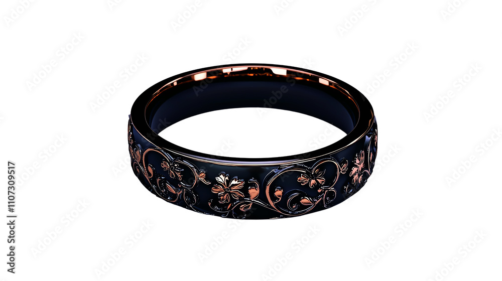 Elegant black ring with intricate floral design, highlighting delicate craftsmanship and luxury fashion aesthetics. Elegant black ring with intricate floral design, highlighting delicate craftsmanship and luxury fashion aesthetics.
