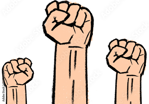 Protest Fist Crayon Chalk Drawing Vector