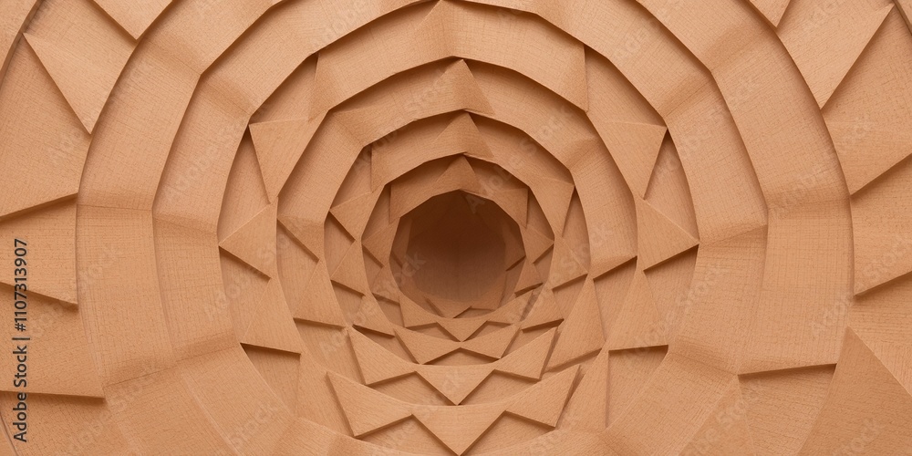 Obraz premium Abstract Tunnel of Light Brown Triangles