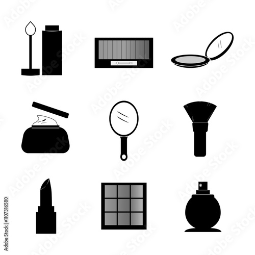 beauty and make up stuff black-white icon illustration