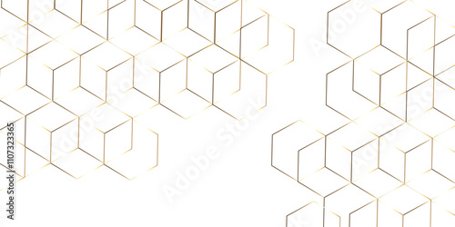 Abstract hexagon white background with shadow .golden background Futuristic blue neon honeycombs. Modern technology design. Vector illustration.	
