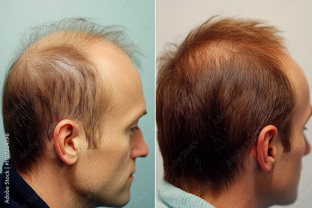 Obraz premium Before and After Hair Regrowth Comparison for Male Patient