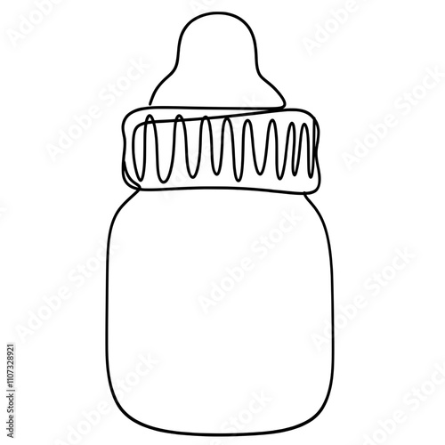 Baby bottle continuous line art drawing
