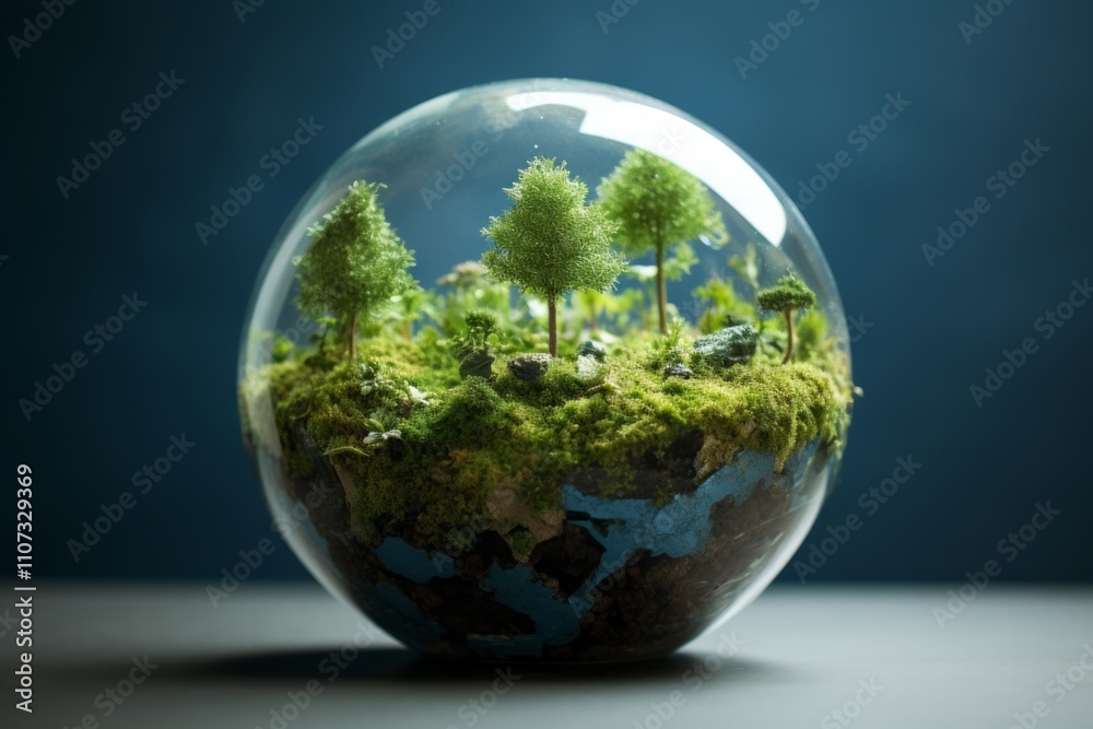 Stylish Blue Globe Decorated with Moss for Pop Culture and Functionality Stylish Blue Globe Decorated with Moss for Pop Culture and Functionality