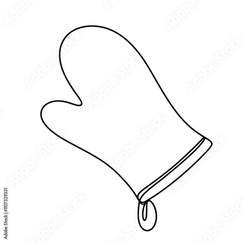 Oven glove one line art drawing 