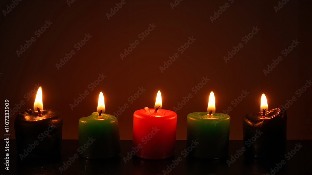 Multicolor candles in a dark serene ambiance Multicolor candles in a dark serene ambiance