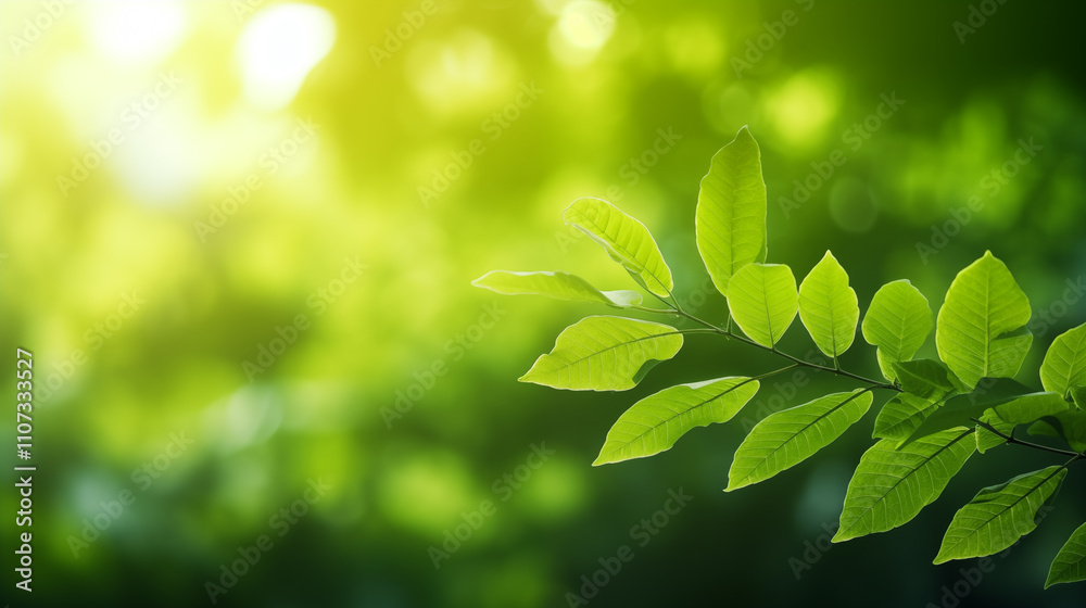 Obraz premium green leaves of a tree in sunlight, capturing nature's beauty and the fresh vibrancy of the outdoors in natural light