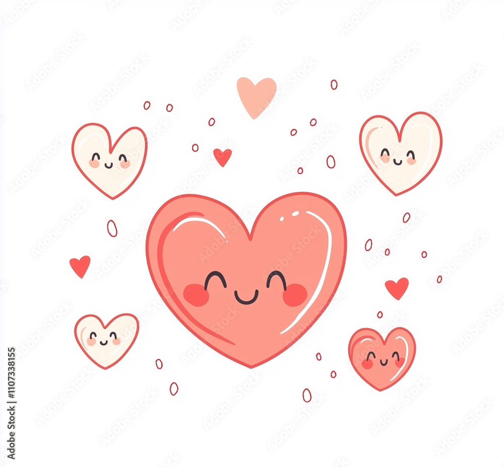 Cuori carini con faccine sorridenti e espressioni felici. Sfondo bianco trasparente Cuori carini con faccine sorridenti e espressioni felici. Sfondo bianco trasparente