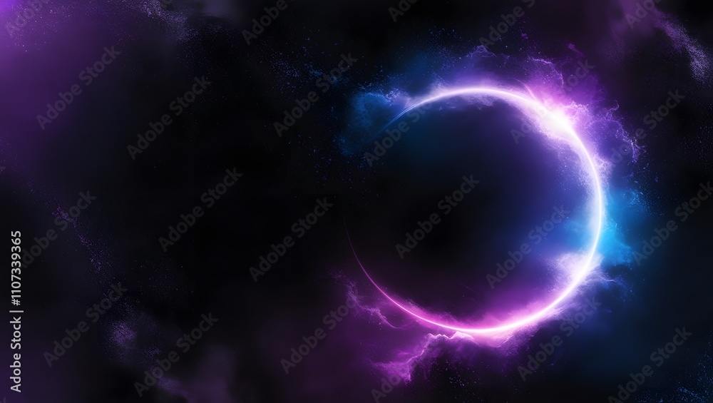 Fototapeta premium Dark purple blue black abstract grainy background, glowing vibrant color gradient shape, noise texture poster header banner cover design