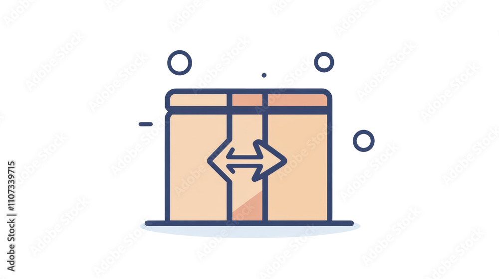 Fototapeta premium Shipping box with exchange arrows on transparent background